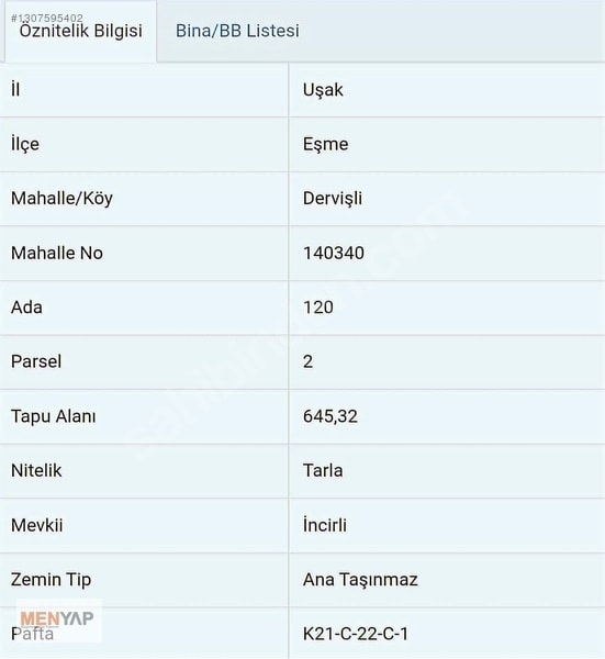 Uşak Eşme Dervişli Köyü’nde 645 m² Tek Tapu Tarla — fotoğraf 2