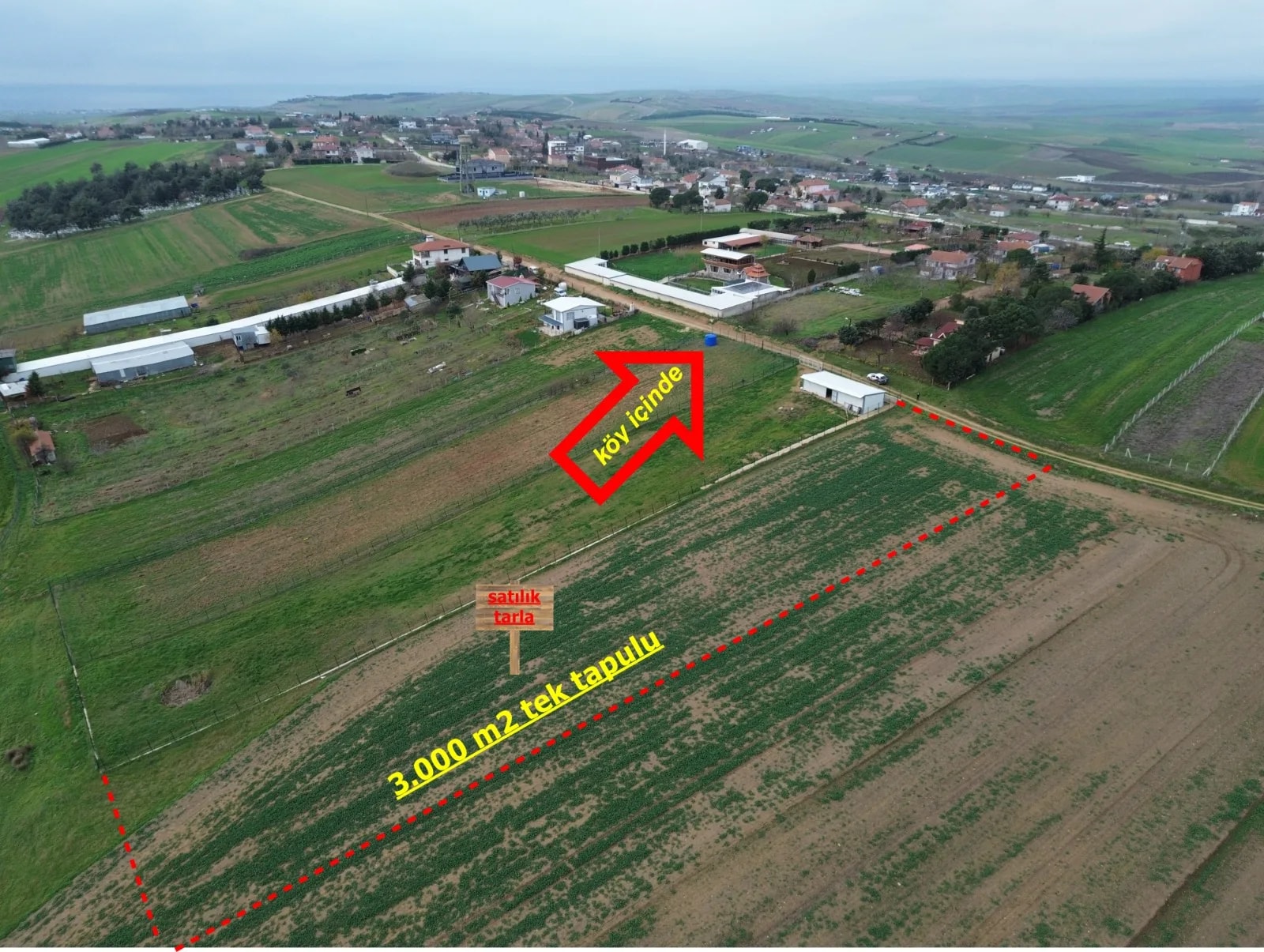 Çeşmeli Köy İçinde Tek Tapu 3.000 m² Satılık Tarla — fotoğraf 5