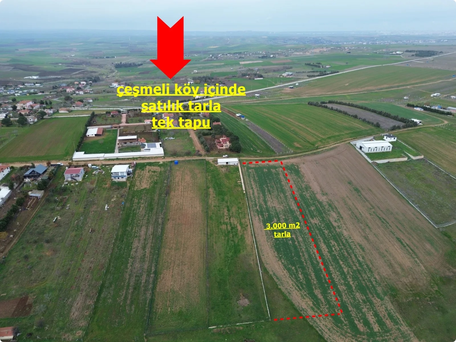 Çeşmeli Köy İçinde Tek Tapu 3.000 m² Satılık Tarla — fotoğraf 6